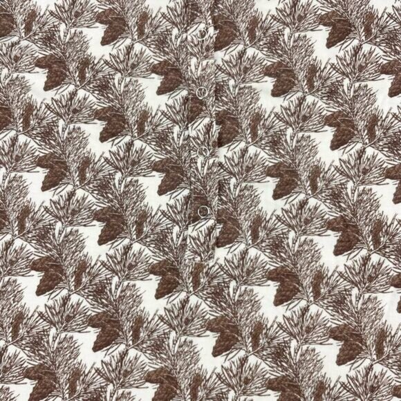 NWT KATE QUINN Forest Pine Print Half Button Up Short Sleeve Top Sz Large - Picture 5 of 6